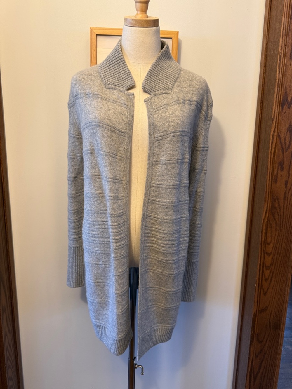 Quinn Light Gray Open-Front Longline Cardigan